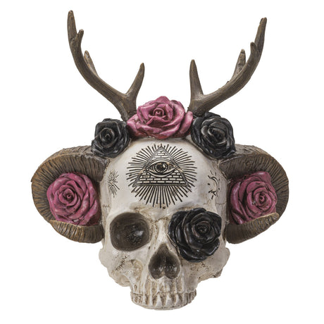 9" Wiccan Rose Skull Statue - Magick Magick.com