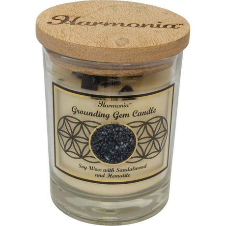 9 oz Harmonia Soy Gem Candle - Grounding - Hematite - Magick Magick.com