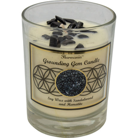 9 oz Harmonia Soy Gem Candle - Grounding - Hematite - Magick Magick.com