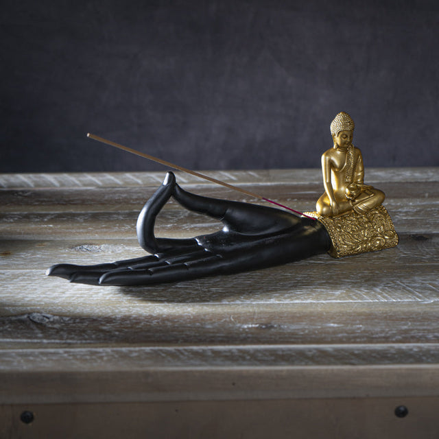 9.45" Polyresin Incense Burner - Buddha on Hand - Magick Magick.com