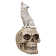 9.45" Skeleton Statue - White Wolf on Skull - Magick Magick.com