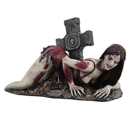 9.5" Zombie Girl with Cross Statue - Magick Magick.com