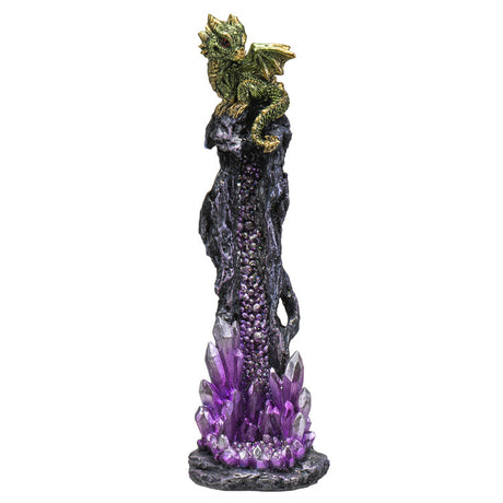9.75" Dragon on Crystals Stick Incense Burner - Magick Magick.com