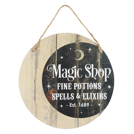 9.8" Hanging Sign - Magic Shop Fine Potions, Spells, Elixirs - Magick Magick.com