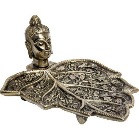 Aluminum Incense Holder - Buddha on Leaf - Magick Magick.com