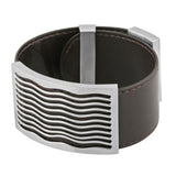 Aqua Brown Leather & Stainless Steel Bracelet - Magick Magick.com