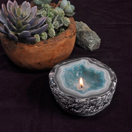 Aquamarine Geode 2.25" Unscented Candle - Magick Magick.com