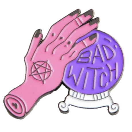 Bad Witch Crystal Ball and Hand Enamel Pin - Magick Magick.com