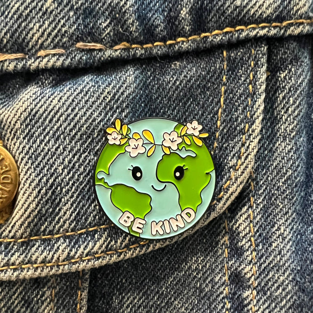 Be Kind Earth Flower Crown Enamel Pin - Magick Magick.com