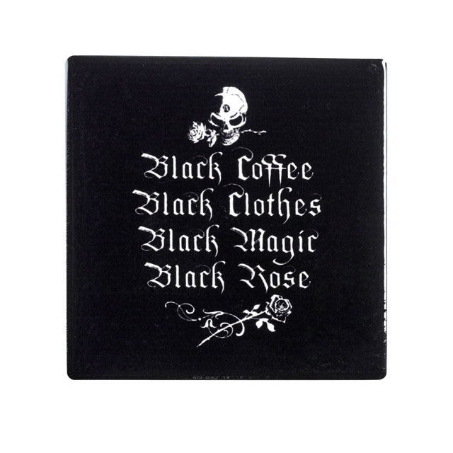 Black Coffee Black Clothes Coaster - Magick Magick.com