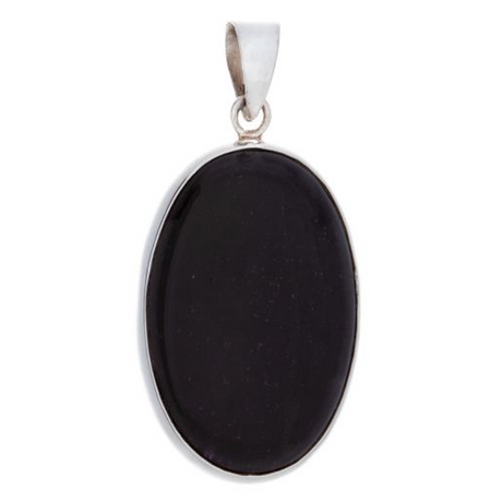 Black Onyx Oval Sterling Silver Pendant - Magick Magick.com