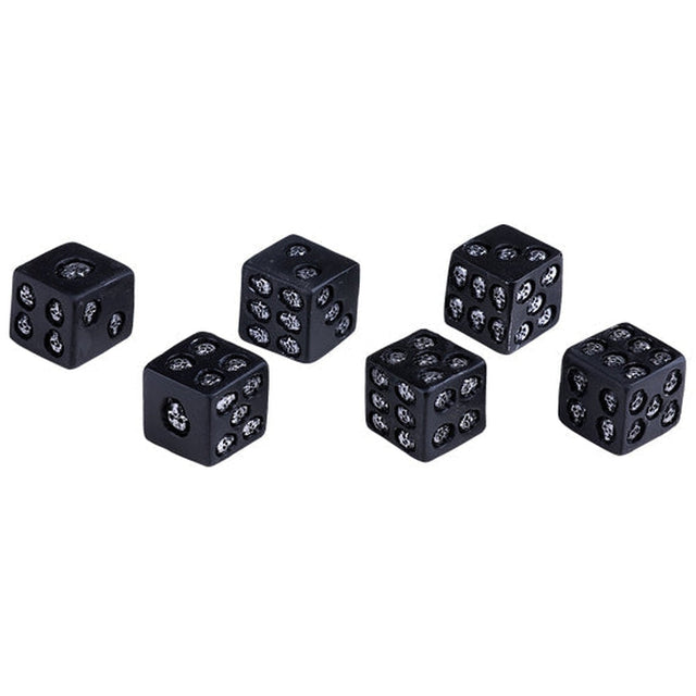 Black & Silver Skull Dice (6 Piece) - Magick Magick.com