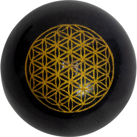 Black Tourmaline Sphere - Flower of Life - Magick Magick.com