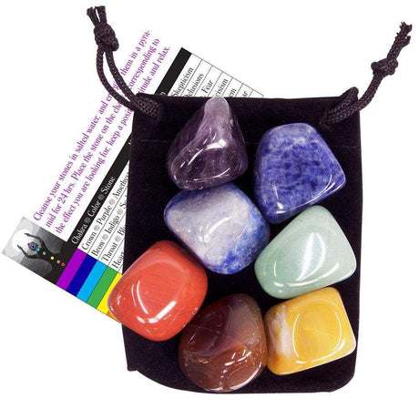Chakra Balancing Kit with Velvet Pouch - Tumbled Stones - Magick Magick.com