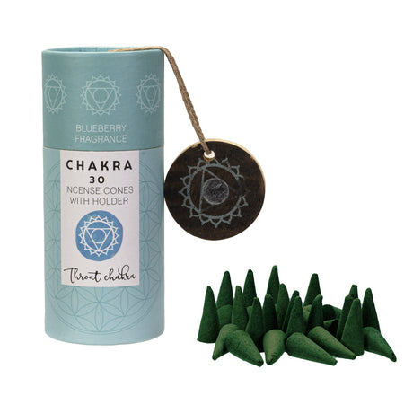 Chakra Incense Cones with Holder - Throat (Pack of 30) - Magick Magick.com