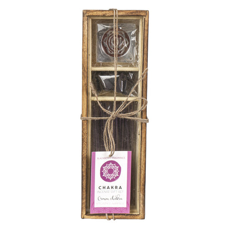Chakra Incense Gift Set with Wood Box - Crown (Blackberry) - Magick Magick.com