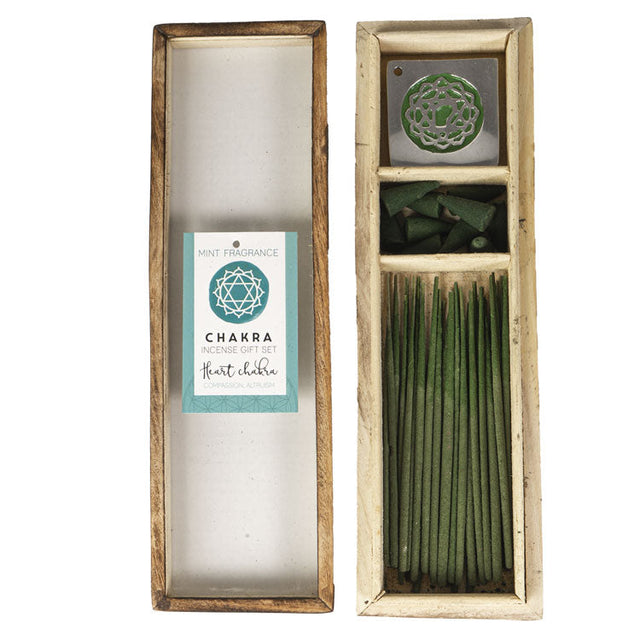 Chakra Incense Gift Set with Wood Box - Heart (Mint) - Magick Magick.com