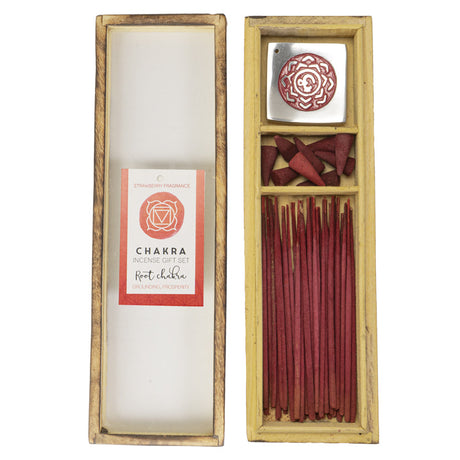 Chakra Incense Gift Set with Wood Box - Root (Strawberry) - Magick Magick.com