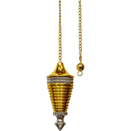 Chambered Pendulum - Brass with Silver Plated Point - Magick Magick.com