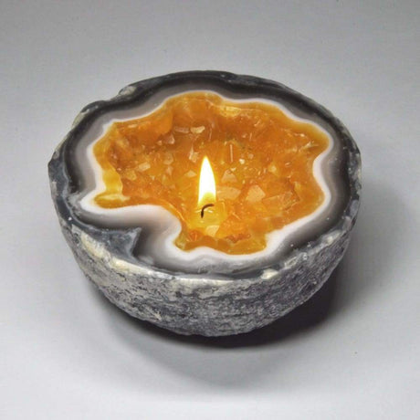 Citrine Geode 2.25" Scented Bergamot & Violet Candle - Magick Magick.com