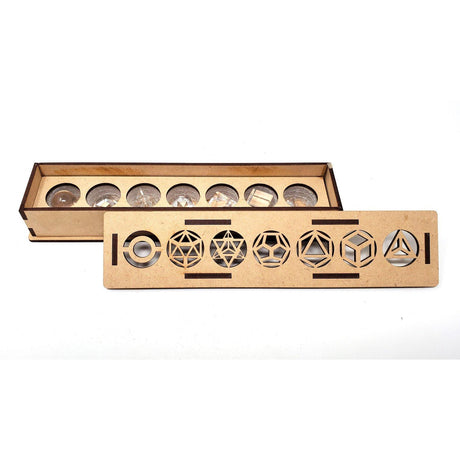 Clear Quartz 7 Geometric 7 Piece Set with Wood Gift Box - Magick Magick.com