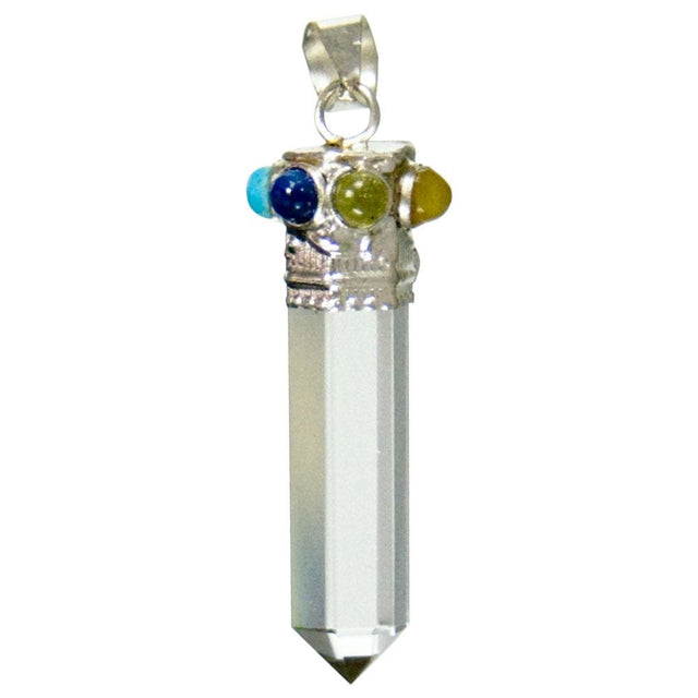 Clear Quartz Point Pendant - Seven Chakras - Magick Magick.com