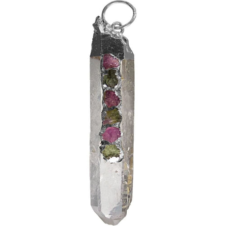 Clear Quartz Point Pendant - Watermelon Tourmaline - Magick Magick.com