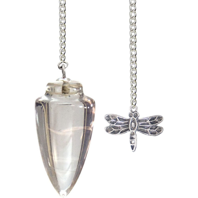 Curved Pendulum - Clear with Dragonfly - Magick Magick.com