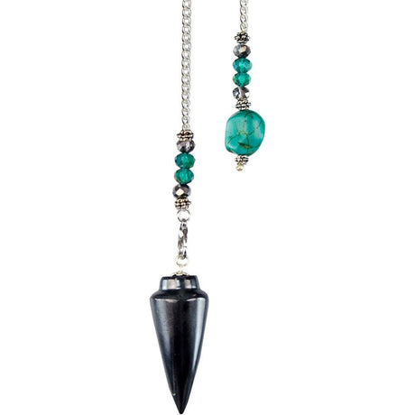 Curved Pendulum - Hematite with Turquoise Nugget - Magick Magick.com