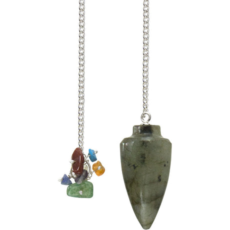 Curved Pendulum - Labradorite with Chakra Chips - Magick Magick.com