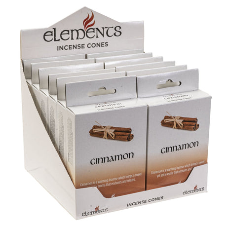 Elements Incense Cones Display - Cinnamon (12 Packs of 15 Cones) - Magick Magick.com