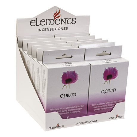 Elements Incense Cones Display - Opium (12 Packs of 15 Cones) - Magick Magick.com