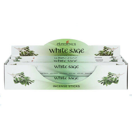 Elements Incense Sticks Display - White Sage (6 Packs of 20 Sticks) - Magick Magick.com