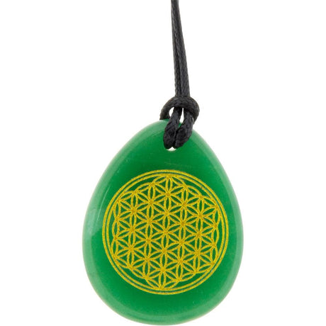 Flower of Life Stone Pendant - Green Aventurine - Magick Magick.com