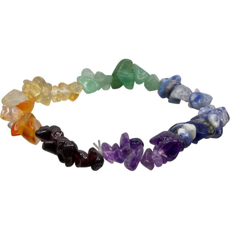 Gemstone Chips Elastic Bracelet - 7 Chakras - Magick Magick.com