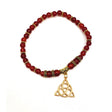 Gemstone Elastic Anklet - Carnelian with Triquetra - Magick Magick.com