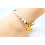 Gemstone Elastic Anklet - Howlite with Triple Moon - Magick Magick.com