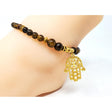 Gemstone Elastic Anklet - Tiger Eye with Hamsa Hand - Magick Magick.com