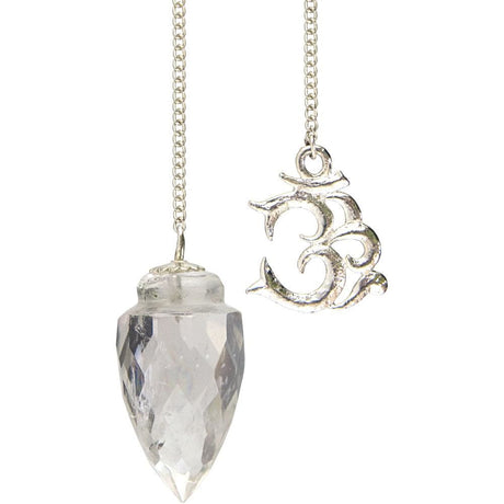 Gemstone Pendulum with Om Light Diffuser Clear Quartz - Magick Magick.com