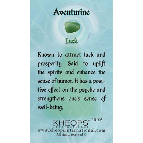 Gemstone Properties Info Card - Aventurine - Magick Magick.com