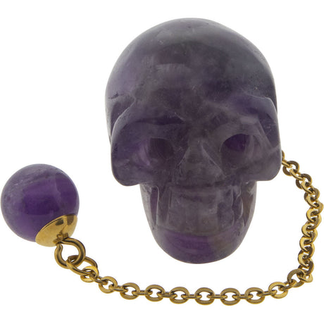Gemstone Skull Pendulum - Amethyst - Magick Magick.com
