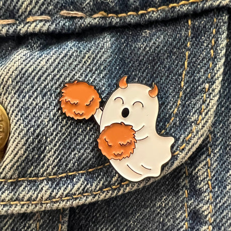 Ghost with Pom Pom's Enamel Pin - Magick Magick.com