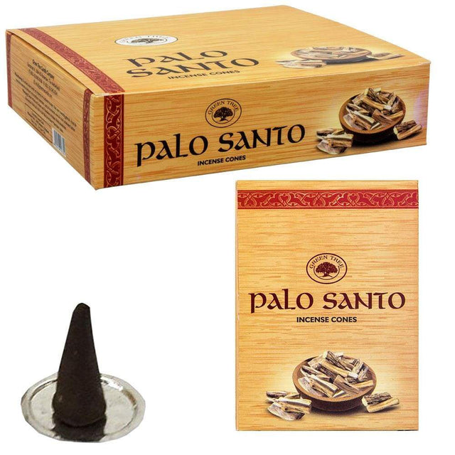 Green Tree Cones in Display Box of 10 Cones - Palo Santo (Pack of 12) - Magick Magick.com