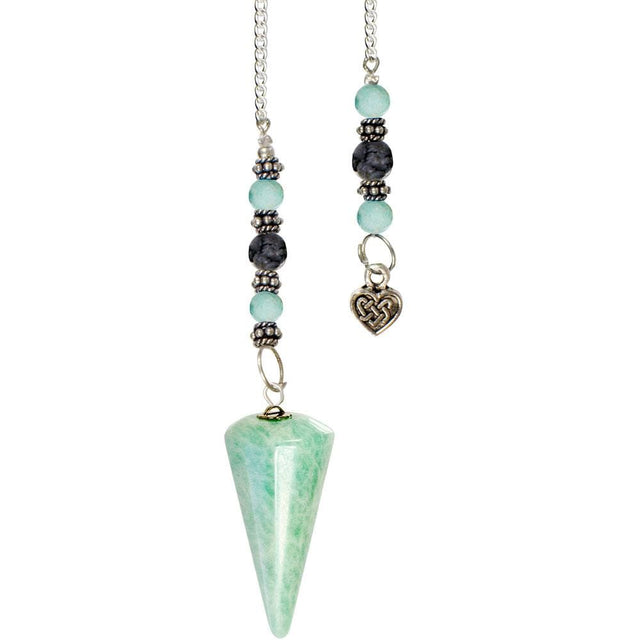 Hexagonal Pendulum - Amazonite with Celtic Heart - Magick Magick.com