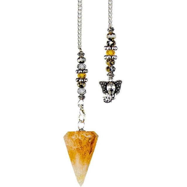 Hexagonal Pendulum - Citrine with Ganesha - Magick Magick.com