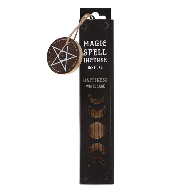 Magic Spell Incense Sticks - Happiness - White Sage (Pack of 15) - Magick Magick.com