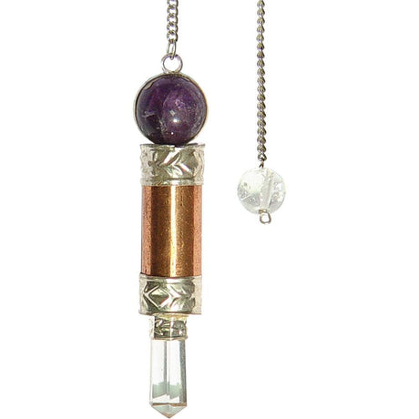 Metal Pendulum - Copper Amethyst Ball Wand - Magick Magick.com