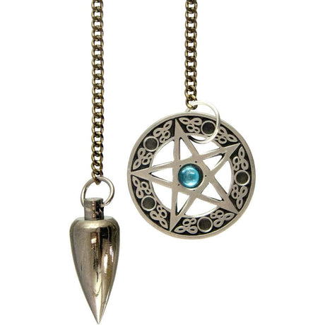 Metal Pendulum - Nickel Pentacle Cone - Magick Magick.com