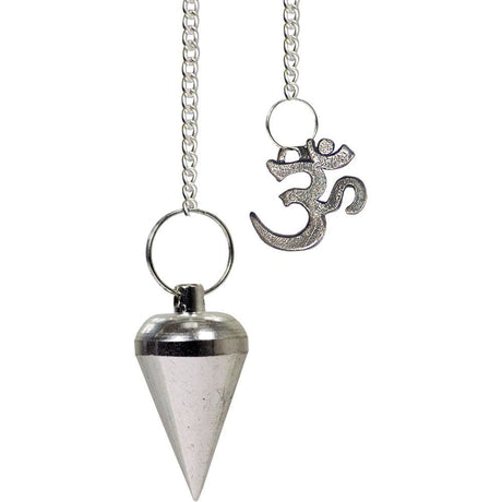 Metal Pendulum - Silver Om Cone - Magick Magick.com