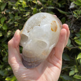 Natural Agate Hand Carved Geode Skull - 1.48 lbs (4.5 x 3 x 3 inches) - Magick Magick.com